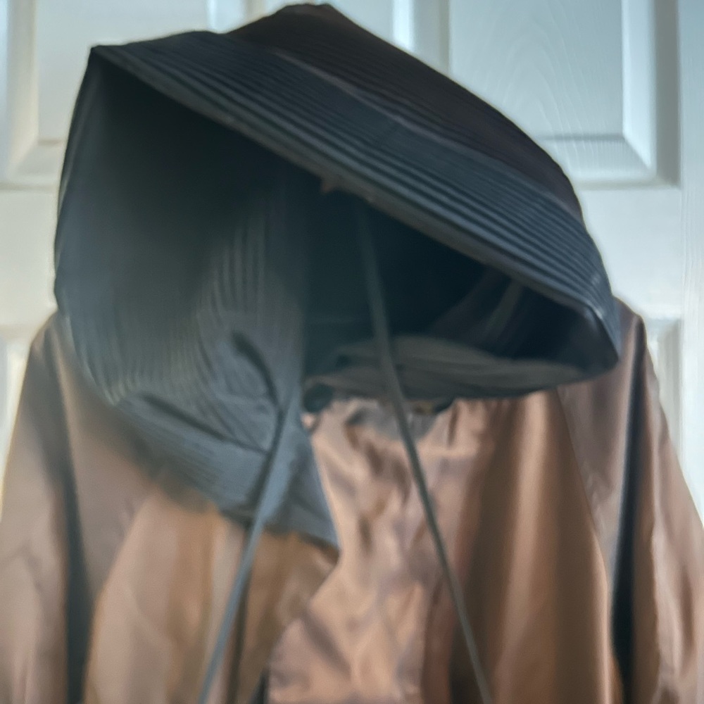 Mycra Pac  Black and Brown Hooded Raincoat New! Just in time for April showers!